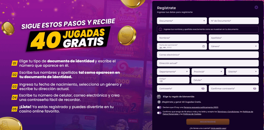 Registration at Somos casino